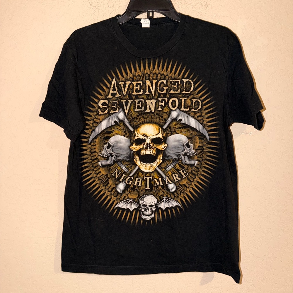 Vintage Y2K Avenged Sevenfold Pink Goth Affliction Black Short Sleeve Shirt
